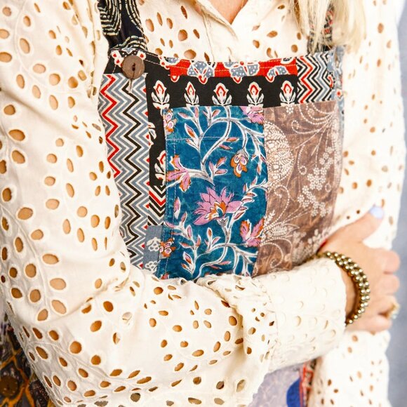 Patchwork Jumpsuit One of a Kind NWT Size L/XL - Picture 3 of 7